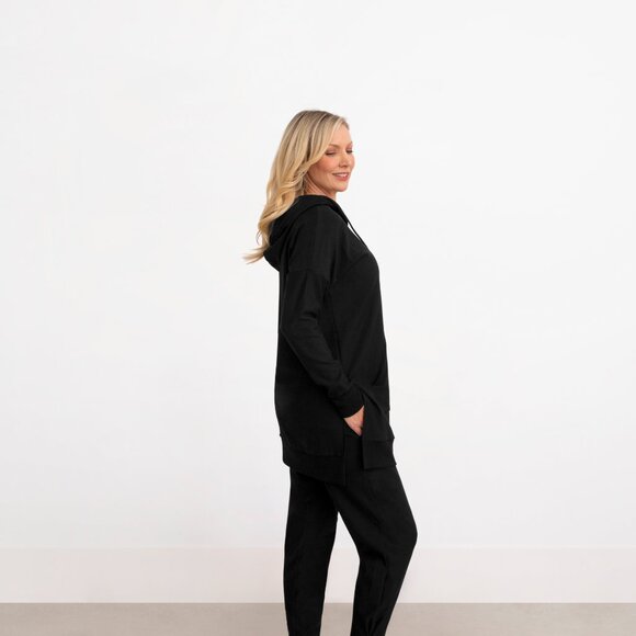 Bamboo Fleece Hoodie, Black - Picture 3 of 5